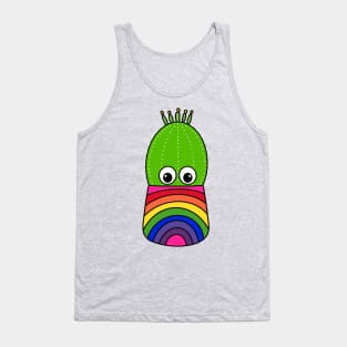 Cute Cactus Design #336: Cute Cactus In Rainbow Colored Pot Tank Top